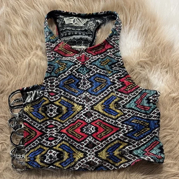 Roxy Black & White Patterned Racerback Tank - Picture 3 of 4